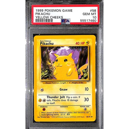 PSA10 - 1999 Pokemon - Pikachu 58/102 Yellow Cheeks - TCGroupAU