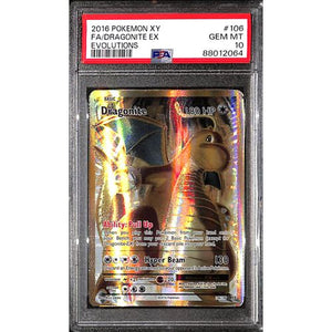 PSA10 - 2016 Pokemon - FA/ Dragonite Ex 106/108 - Evolutions Graded Card