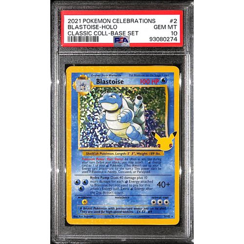 PSA10 - 2021 Pokemon - Blastoise Holo 2/102 - Celebrations Classic Coll Base Set Graded Card