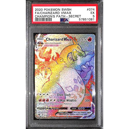 PSA5 - 2020 Pokemon - FA/Charizard Vmax 074/073 Champions Path - TCGroupAU