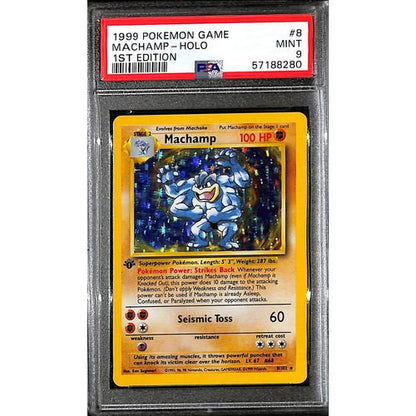 PSA9 - 1999 Pokemon - Machamp Holo 8/102 1st Edition - TCGroupAU