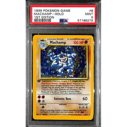 PSA9 - 1999 Pokemon - Machamp Holo 8/102 1st Edition - TCGroupAU