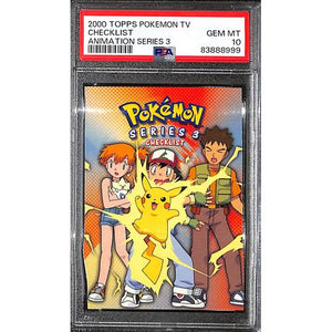 PSA10 - 2000 Pokemon - Topps TV Checklist Animation Serious 3 - TCGroupAU