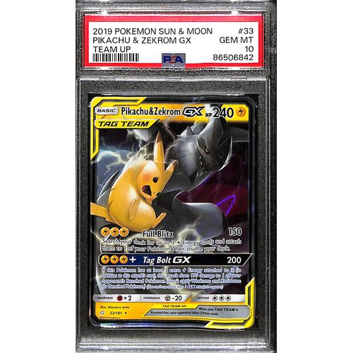 PSA10 - 2019 Pokemon - Pikachu & Zekrom Gx 33/181 - Team up Graded Card