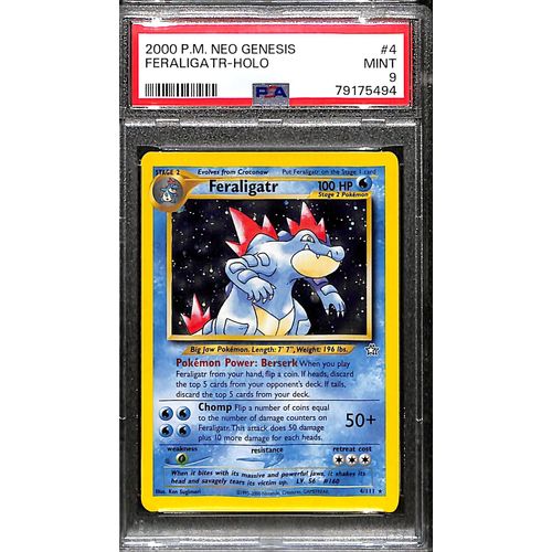 PSA9 - 2000 Pokemon - Feraligatr Holo 4/11 - Neo Genesis Graded Card