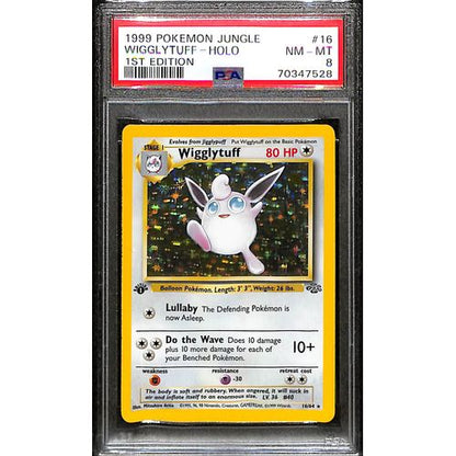 PSA8 - 1999 Pokemon - Wigglytuff Holo 16/64 -1st Edition Graded Card