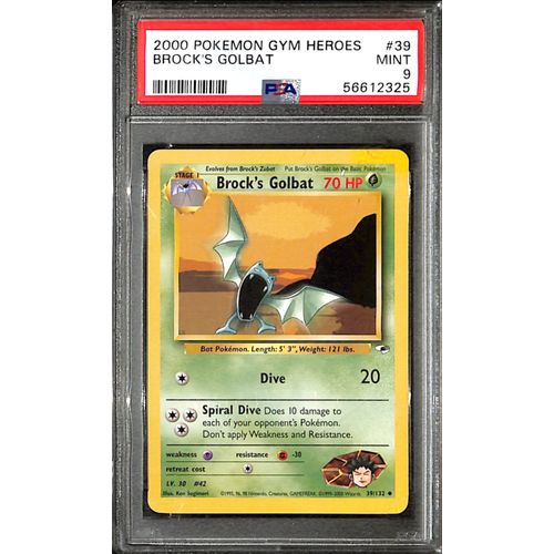 PSA9 - 2000 Pokemon - Brock's Golbat 39/132 - Gym Heroes Graded Card