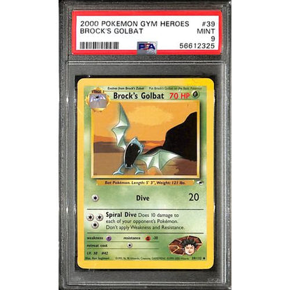 PSA9 - 2000 Pokemon - Brock's Golbat 39/132 - Gym Heroes Graded Card