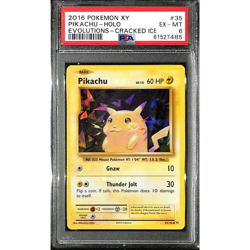 PSA6 - 2016 Pokemon - Pikachu Holo 35/108 - Evolutions Cracked Ice Graded Card