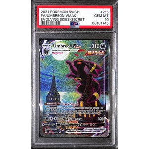 PSA10 - 2021 Pokemon - FA/Umbreon Vmax 215/203 - Evolving Skies Graded Card