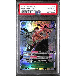 PSA10 - 2024 One Piece - Roronoa Zoro OP06-118 - OP06 Manga Alt Art