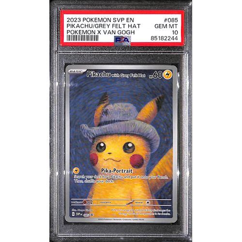 PSA10 - 2023 Pokemon Japanese - Pikachu/Grey Felt Hat 085 - Pokemon x Van Gogh Graded Card