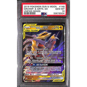 PSA10 - 2019 Pokemon - Sun & Moon Garchomp & Giratina GX 146/236 Unified Minds - TCGroupAU