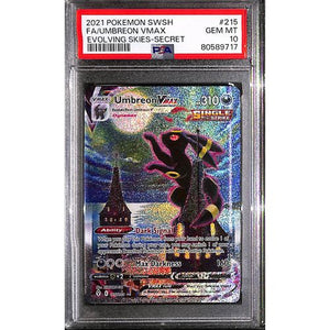 PSA10 - 2021 Pokemon - FA Umbreon VMax - 215/203 - Evolving Skies Secret - TCGroupAU