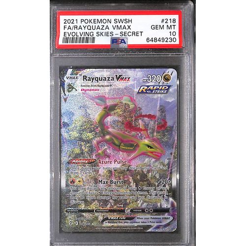 PSA10 - 2021 Pokemon - FA Rayquaza Vmax 218/203 - Evolving Skies - TCGroupAU