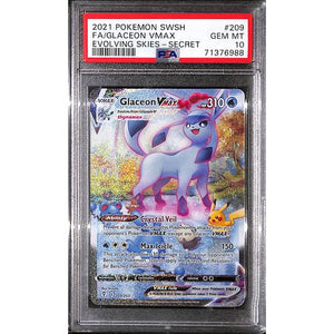 PSA10 - 2021 Pokemon - FA Glaceon Vmax 209/203 - Evolving Skies - TCGroupAU