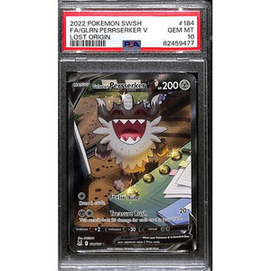 PSA10 - 2022 Pokemon - FA/ Galarian Perrserker V 184/196 Lost Origin - TCGroupAU