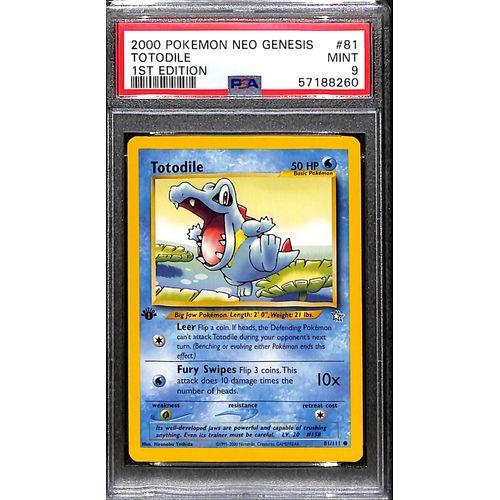 PSA9 - 2000 Pokemon - Totodile 81/111 - 1st Edition Neo Genisis Graded Card