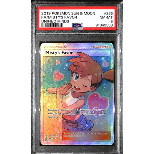 PSA8 - 2019 Pokemon - FA/Misty's Favor - 235/236 Unified Minds Graded Card