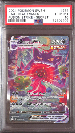 PSA10- 2021 Pokemon - FA/Gengar Vmax 271/264 - Fusion Strike Graded Card