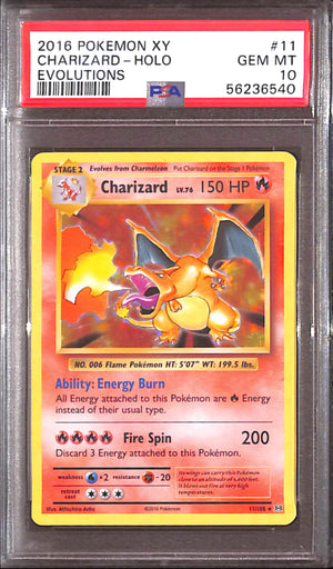 PSA10- 2016 Pokemon - Charizard Holo 11/108 - Evolutions Graded Card