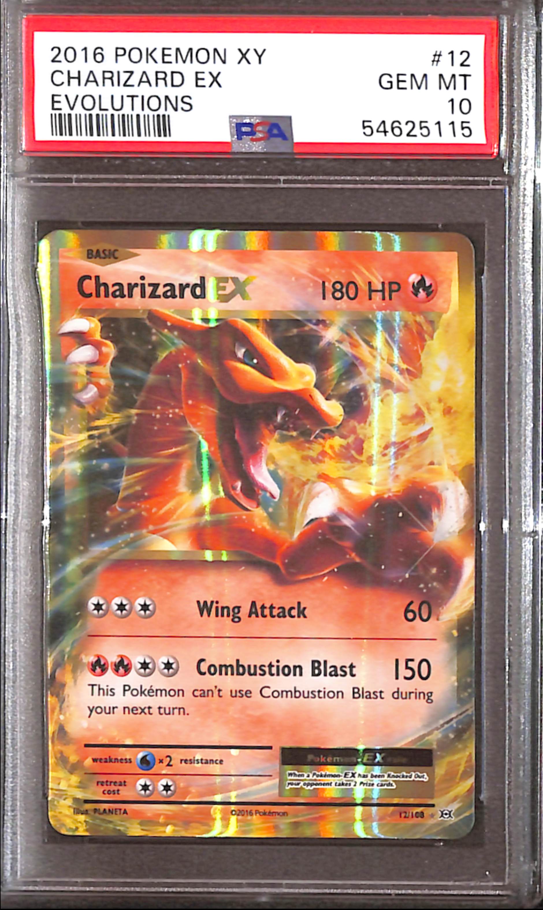 PSA10- 2016 Pokemon - Charizard Ex 12/108 - Evolutions Graded Card