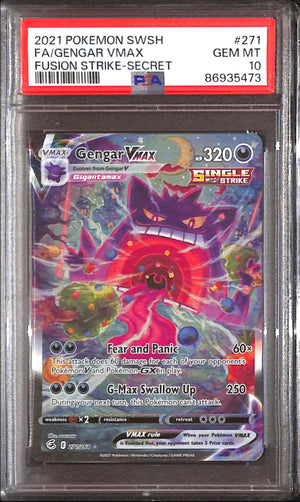 PSA10- 2021 Pokemon - FA/Gengar Vmax 271/264 - Fusion Strike