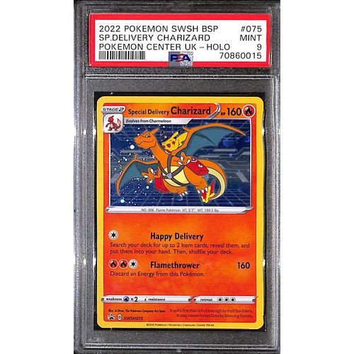 PSA9 - 2022 Pokemon - SP.Delivery Charizard SWSH075 - Pokemon Centre UK - TCGroupAU