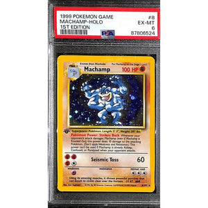 PSA6 - 1999 Pokemon - Machamp Holo 8/102 - 1st Edition - TCGroupAU