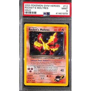 PSA9 - 2000 Pokemon - Rocket's Moltres Holo 12/132 - Gym Heroes - TCGroupAU