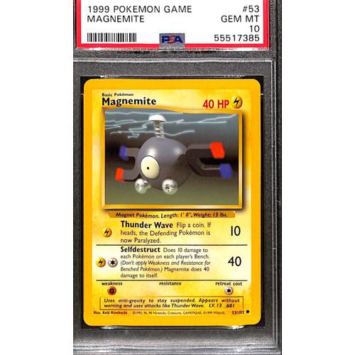 PSA10 - 1999 Pokemon - Magnemite 53/102 Graded Card