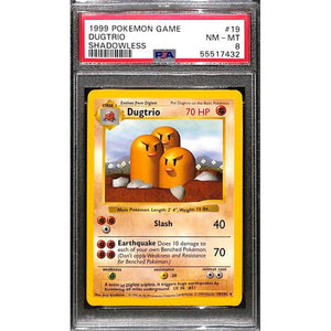 PSA8 - 1999 Pokemon - Dugtrio 19/102 Shadowless Graded Card