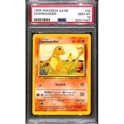 PSA10 - 1999 Pokemon - Charmander 46/102 Graded Card