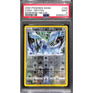 PSA9 - 2020 Pokemon - Lugia Rev Foil 140/189 - Darkness Ablaze Graded Card