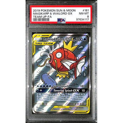 PSA8 - 2019 Pokemon - Magikarp & Wailord Gx 161/181 - Team Up Graded Card