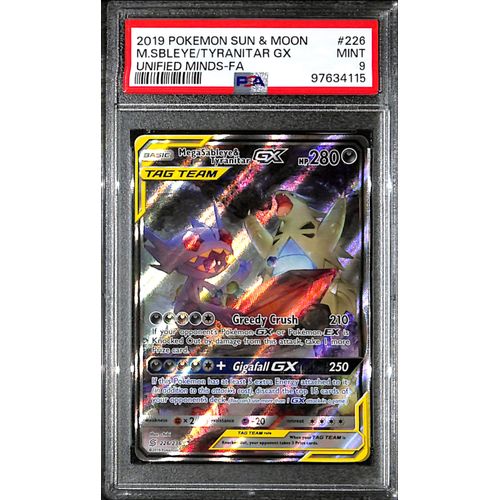 PSA9 - 2019 Pokemon - M.Sbleye/Tyranitar Gx 226/236 - Unified Minds Graded Card