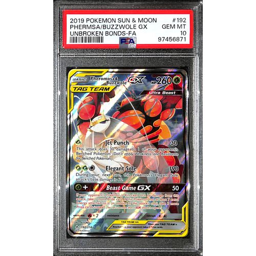 PSA10 - 2019 Pokemon - Phermsa/Buzzwole Gx 192/214 - Unbroken Bonds Graded Card