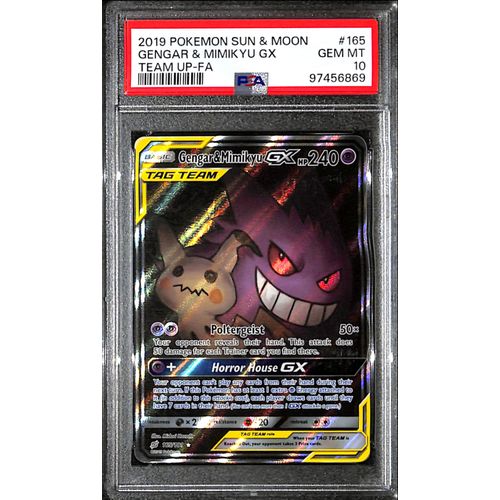 PSA10 - 2019 Pokemon - Gengar & Mimikyu Gx 165/181 - Team Up Graded Card