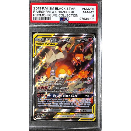 PSA8 - 2019 Pokemon - Black Star FA/Rshrm & Chrzrd Gx SM201 - Promo Figure Collection Graded Card