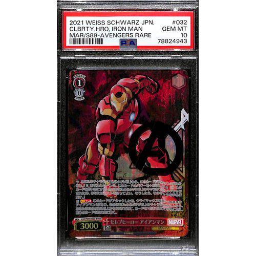 2021 PSA10 - Weiss Schwarz - Celebrity Hero Iron Man - Japanese AVGR - Marvel Graded Card