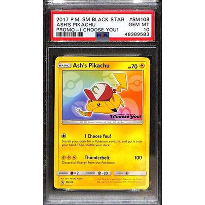 PSA10 - 2017 Pokemon - Black Star SM108 Ash's Pikachu Promo - I Choose You! - TCGroupAU