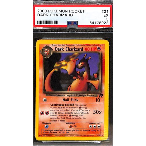 PSA5 - 2000 Pokemon - Dark Charizard 21/82 Rocket - TCGroupAU