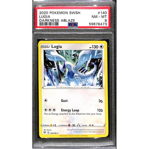 PSA8 - 2020 Pokemon - Lugia 140/189 - Darkness Ablaze Graded Card