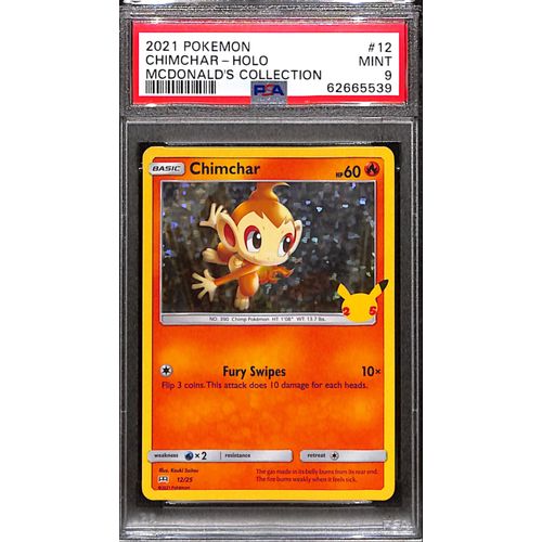 PSA9 - 2021 Pokemon - Chimchar Holo 12/25 - McDonalds Collection Graded Card