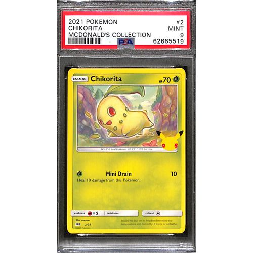 PSA9 - 2021 Pokemon - Chikorita 2/25 - McDonalds Collection Graded Card
