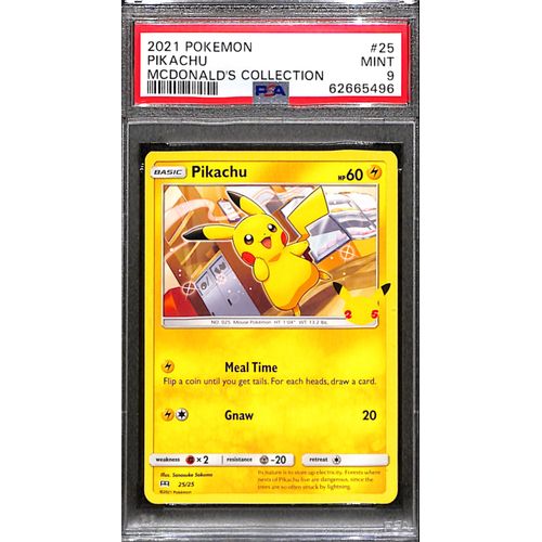 PSA9 - 2021 Pokemon - Pikachu 25/25 - McDonalds Collection Graded Card