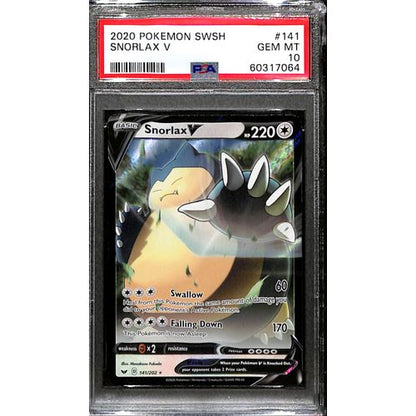 PSA10 - 2020 Pokemon - Snorlax V 141/202 Graded Card