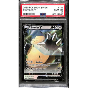 PSA10 - 2020 Pokemon - Snorlax V 141/202 Graded Card