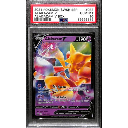 PSA10 - 2021 Pokemon - Alakazam V SWSH083 - Alakazam V Box Graded Card