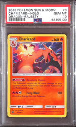 PSA10- 2018 Pokemon - Charizard Holo 3/70 - Dragon Majesty Graded Card